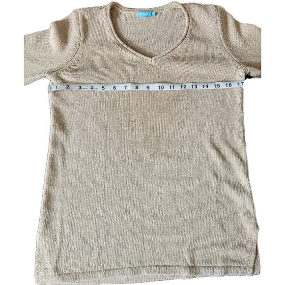 J Mclaughlin Women's Open Knit Beige V-Neck Sweater Size XS Beach Preppy Coastal - Picture 7 of 7